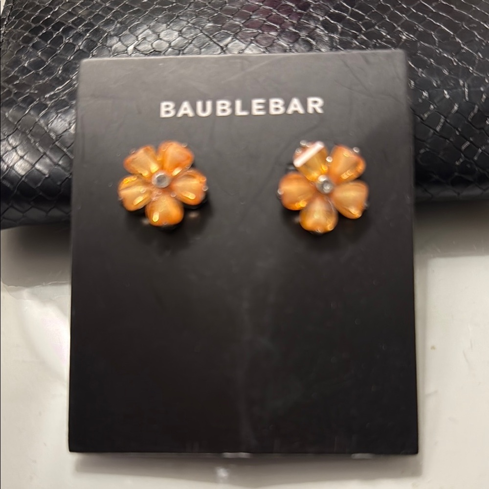 BaubleBar Orange Floral Stud Earrings